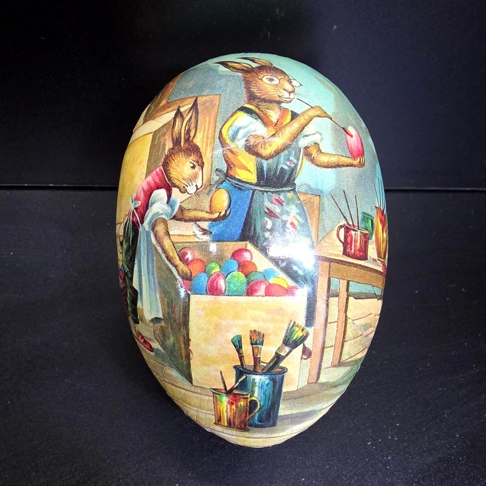 Nestler Germany Easter Egg Box Vintage Bunny Painting Illustration 4‎ Inch Retro